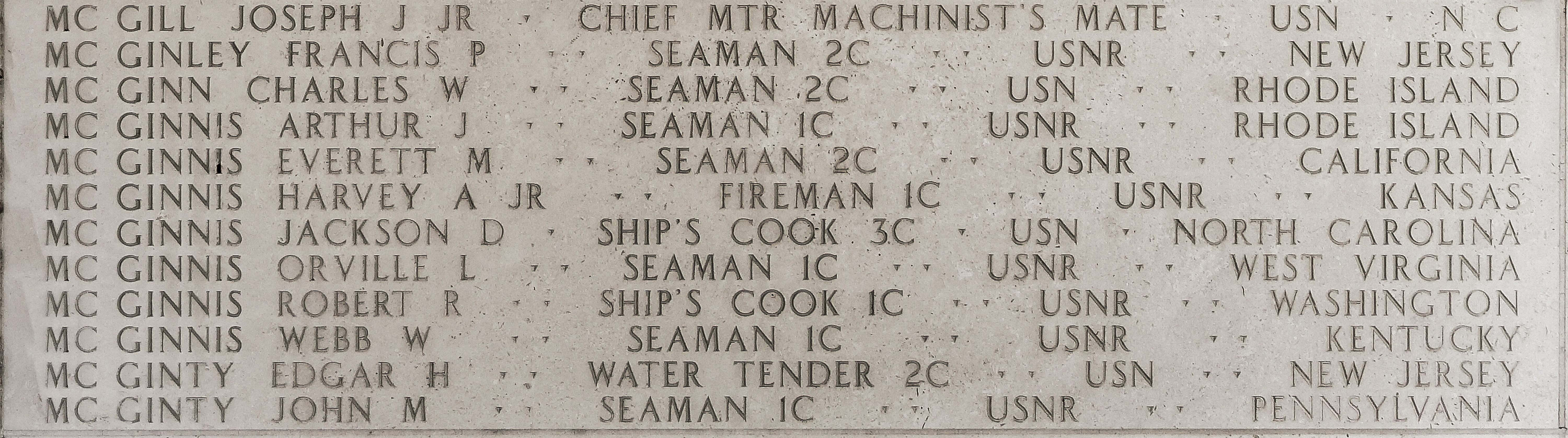 Arthur J. McGinnis, Seaman First Class
